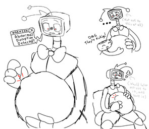 bodily_fluids chair duo female female/female fetal_movement furniture hand_on_belly happy heart_symbol machine pregnant pregnant_female simple_background size_difference surprised sweat sweatdrop white_background spitefulcrepe-chan blushcrunch_studio dandy's_world shelly_(dandy's_world) twisted_vee_(dandy's_world) vee_(dandy's_world) robot toon_(dandy's_world) hi_res monochrome sketch