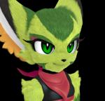 anthro black_nose breasts clothed clothing female fluffy fur green_body green_eyes green_fur scarf solo goshaag freedom_planet galaxytrail carol_tea felid feline felis mammal wildcat 2018 3d_(artwork) digital_media_(artwork)