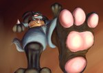 3_toes anthro dominant dominant_male feet foot_fetish foot_focus foot_play fur insole low-angle_view macro male pawpads paws pink_pawpads smug solo stomping stomping_viewer toes issack_wink nintendo pokemon generation_4_pokemon lucario pokemon_(species)