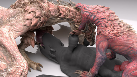 anal anal_penetration bite erection fellatio feral feral_on_feral feral_penetrated feral_penetrating feral_penetrating_feral genitals grey_background group group_sex hyper knot knotted_penis male male/male male_penetrated male_penetrating male_penetrating_male oral oral_penetration penetration penile penis sex simple_background spitroast tailbutt threesome trio white_floor r4001 capcom dreamworks european_mythology how_to_train_your_dragon monster_hunter mythology toothless dragon fanged_wyvern flying_wyvern fury_(httyd) mythological_creature mythological_scalie night_fury odogaron rath_wyvern rathalos scalie western_dragon 16:9 3d_(artwork) blender_(artwork) digital_media_(artwork) hi_res widescreen