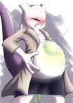 anthro belly belly_burst belly_pop big_belly birth bursting female gore pregnant pregnant_female solo water_break darlondemonic nintendo pokemon generation_1_pokemon legendary_pokemon mewtwo pokemon_(species) absurd_res hi_res