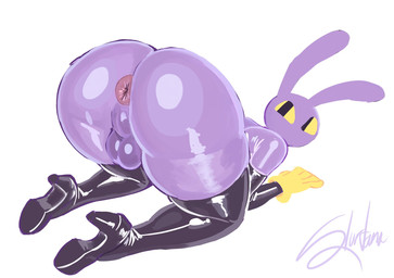 all_fours anthro anus armwear backsack balls big_butt black_armwear black_clothing black_footwear black_high_heels black_legwear butt clothing femboy footwear fur genitals gloves handwear high_heels latex latex_armwear latex_clothing latex_legwear legwear long_ears looking_back male mostly_nude_anthro mostly_nude_male mouthless perineum presenting presenting_hindquarters purple_body purple_fur rear_view shoes simple_background solo thick_thighs white_background yellow_clothing yellow_gloves yellow_handwear yellow_sclera freeposers_(artist) glitch_productions the_amazing_digital_circus jax_(tadc) lagomorph leporid mammal rabbit 2026 digital_drawing_(artwork) digital_media_(artwork) english_description hi_res