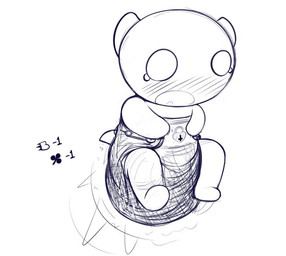 ambiguous_gender big_diaper clothed clothing diaper diaper_only feces pooping soiled_diaper soiling solo tail topless unclean_diaper used_diaper wearing_diaper ludis-luteo disney kingdom_hearts square_enix heartless humanoid digital_media_(artwork) monochrome
