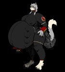 anthro belly big_belly braided_hair breasts clothing female fluffy fluffy_tail hair huge_belly hyper multi_breast pregnant pregnant_anthro pregnant_female tail tight_clothing vwpologt warhammer_(franchise) warhammer_40000 felid felinid mammal t'au_(warhammer) hi_res