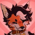 anthro blush blush_lines canid canine collar countershade_face countershade_fur countershading dipstick_ears ear_markings eyebrows eyes_closed fox fur hair headshot_portrait hi_res icon inner_ear_fluff male mammal multicolored_ears orange_body orange_fur portrait rikosakari solo tuft