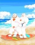 anthro balls beach beard belly big_belly black_nose blush bodily_fluids cum detailed_background duo ejaculation erection eyes_closed facial_hair fur genital_fluids genitals humanoid_genitalia humanoid_hands humanoid_penis kemono male male/male moobs nipples outside overweight overweight_male penis seaside surfboard water white_body white_fur morino8484 bear mammal polar_bear ursine 2022 hi_res