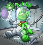 after_transformation ambiguous_gender antennae_(anatomy) anthro astronaut biped clothing collar costume detailed_background dipstick_ears ear_markings feet fur glistening goo_transformation green_body green_fur green_nose green_pawpads hindpaw hypnosis inflatable latex latex_transformation markings mind_control multicolored_ears neomorph_(neopets) open_mouth pawpads paws red_collar sharp_teeth smile solo space spiral_eyes teeth toony transformation white_body white_fur window redflare500 neopets tuli_(metrohunter) aisha_(neopets) alien alien_neopet animate_inanimate bori_(neopets) canid canine christmas_neopet felid living_inflatable mammal neopet_(species) 2020 digital_drawing_(artwork) digital_media_(artwork) hi_res