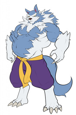abdominal_bulge anthro belly big_belly blue_body blue_fur fur male male_pred prey_outline same_size_vore solo vore white_body white_fur maldu capcom darkstalkers mythology jon_talbain canid canine mammal mythological_canine mythological_creature werecanid werecanine werecreature werewolf hi_res