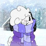anthro chibi female forest forest_background fur hair nature nature_background plant scarf scut_tail short_tail solo tail toony toony_eyes tree white_body white_fur white_hair white_tail white_wool winter winter_clothing winter_coat wool_(fur) zatira bovid caprine domestic_sheep mammal sheep 1:1 2024 english_description hi_res signature