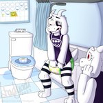 anthro bath bathroom blush clean_diaper clogged_toilet clothed clothing cloud despair desperation diaper duo female flower male omorashi overflowing_toilet paper paper_roll plant potty_chart potty_dance potty_training puddle robe robe_only toilet wearing_diaper worried worried_face worried_look shadyadi undertale undertale_(series) asriel_dreemurr_(god_form) toriel boss_monster_(undertale) bovid caprine mammal 1:1 digital_media_(artwork) hi_res story story_in_description