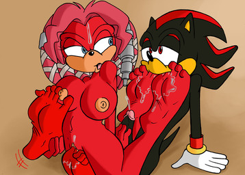 anthro black_body breasts duo feet female foot_fetish foot_in_mouth foot_suck genitals male nipple_fetish nipple_play nipples nude penis red_body sucking toe_in_mouth toe_insertion toe_suck toes salmacisreptile archie_comics sega sonic_the_hedgehog_(archie) sonic_the_hedgehog_(comics) sonic_the_hedgehog_(series) lien-da shadow_the_hedgehog echidna eulipotyphlan hedgehog mammal monotreme