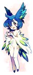 2015 4_fingers avian beak bird blue_body blue_fur chest_tuft extyrannomon_(artist) feathers female fingers fur gesture hand_heart inner_ear_fluff looking_at_viewer multicolored_body multicolored_feathers perico simple_background solo tuft white_body white_fur