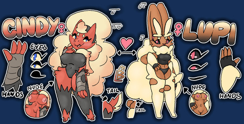 accessory anthro big_breasts black_clothing black_fur_markings blonde_hair blue_eyes breasts brown_body brown_fur butt chart circle_eyebrows clothed clothing duo eyebrows eyelashes female fur gender_symbol genitals gloves grey_clothing hair hair_accessory hairband hand_on_breast hand_on_hip hand_on_leg hand_on_thigh handwear height_chart height_comparison long_ears long_hair looking_at_viewer neck_tuft nipples nude pink_eyes pokemorph red_body romantic romantic_couple simple_background standing symbol tail text thick_thighs transparent_background tuft vulva lewded_blaze nintendo pokemon cindy_(lewded_blaze) lupi_(lewded_blaze) blaziken generation_3_pokemon generation_4_pokemon lagomorph lopunny mammal pokemon_(species) reptile scalie alpha_channel character_name english_text hi_res model_sheet watermark