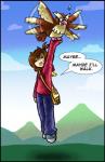 ambiguous_gender clothed clothing cloud duo english_text feral flying human humor morganchan nintendo open_mouth outside pidgey pokémon pokémon_trainer size_difference sky text video_games
Rating: Safe
Score: 7
User: Genjar
Date: March 08, 2014