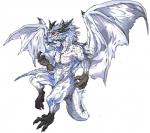 anthro athletic beard biped claws facial_hair floating flying fur horn leg_markings male markings membrane_(anatomy) membranous_wings muscular muscular_anthro nude pecs red_eyes scales simple_background socks_(marking) solo spread_wings tail white_background white_body white_scales wings 88po capcom monster_hunter mythology dragon elder_dragon fatalis mythological_creature mythological_scalie scalie white_fatalis 2014 hi_res