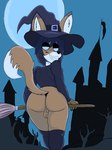 anthro backsack balls bubble_butt butt butt_focus clothing fantasy femboy genitals hat headgear headwear magic_user male solo witch witch_hat gali_foxo dungeons_and_dragons hasbro wizards_of_the_coast canid canine fox mammal hi_res