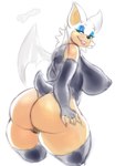 absurd_res anthro armwear bat big_breasts big_butt breasts butt clothed clothing dovecake elbow_gloves female gloves handwear hi_res legwear leotard looking_back mammal nipple_outline rouge_the_bat sega solo sonic_the_hedgehog_(series) thick_thighs thigh_highs