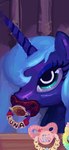 female horn looking_at_viewer makeup pacifier solo wings asdfasfasda friendship_is_magic hasbro my_little_pony mythology tiktok princess_luna_(mlp) equid equine horse mammal mythological_creature mythological_equine pony winged_unicorn hi_res portrait