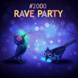 ambiguous_gender black_body black_eyes black_feathers duo eyewear feathered_wings feathers feral glasses glowstick humor party pun visual_pun wings piper_thibodeau avian bird corvid corvus_(genus) oscine passerine raven 1:1 2d_animation animated digital_media_(artwork) digital_painting_(artwork) painting_(artwork)