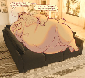 animal_genitalia animal_penis anthro balls belly belly_fetish big_belly blush bodily_fluids breasts cum dialogue duo erection fur furniture genital_fluids genitals hair huge_belly male male/male micropenis mini_macro moobs morbidly_obese morbidly_obese_anthro navel nipples nude obese obese_anthro overweight overweight_anthro overweight_male penis photo_background sheath simple_background size_difference small_penis smile sofa solo tail text thick_thighs muzzledmammal tobi_(muzzledmammal) canid canine canis domestic_dog husky mammal molosser mountain_dog nordic_sled_dog saint_bernard spitz digital_media_(artwork) english_text photography_(artwork) trans_(lore)