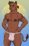 anthro areola asian_clothing brown_body brown_fur clothed clothing east_asian_clothing fundoshi fur hands_on_hips japanese_clothing looking_at_viewer male muscular muscular_anthro muscular_male navel nipples pecs simple_background smile solo standing tusks underwear sin_bruh mammal suid suine sus_(pig) wild_boar 2019 absurd_res digital_media_(artwork) hi_res