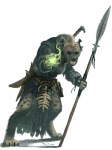 anthro armor bone chainmail cleric ear_piercing female magic melee_weapon piercing polearm scar simple_background solo spear sword weapon white_background ben_wootten dungeons_and_dragons hasbro pathfinder wizards_of_the_coast gnoll hyena mammal spotted_hyena official_art