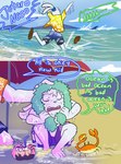 beach dialogue feral humor scared seaside text wet ssminos usagi_yojimbo jotaro_usagi miyamoto_usagi arthropod crab crustacean decapoda lagomorph leporid malacostracan mammal marine rabbit english_text