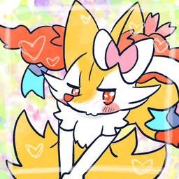 :3 ambiguous_anthro ambiguous_gender anthro biped blush blush_lines blush_stickers cosplay dipstick_tail food front_view hands_together heart_symbol high-angle_view markings object_in_tail ribbons shrimp_(food) simple_background snout solo tail tail_markings annyui0611 nintendo pokemon braixen canid eeveelution generation_6_pokemon mammal pokemon_(species) sylveon 1:1 2023 digital_drawing_(artwork) digital_media_(artwork) half-length_portrait hi_res japanese_description portrait translated_description