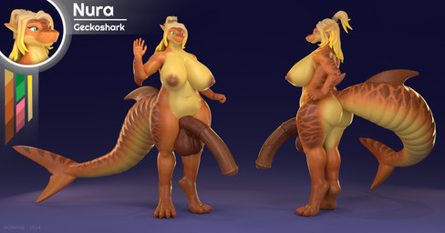 animal_genitalia animal_penis anthro balls belly big_balls big_breasts big_butt big_penis blonde_hair breasts butt equine_genitalia equine_penis genitals green_eyes gynomorph hair heavy_balls huge_balls huge_breasts huge_penis hyper hyper_balls hyper_breasts hyper_genitalia hyper_penis intersex long_hair long_penis looking_at_viewer medial_ring nipples nude overweight overweight_intersex penis slightly_chubby smile solo text thick_penis thick_thighs wide_hips norrxie nura_(norrxie) animal_humanoid fish fish_humanoid humanoid marine marine_humanoid absurd_res hi_res