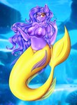 5_fingers anthro big_breasts breasts female fin fingers genitals hair humanoid_hands long_hair purple_body purple_hair purple_pussy pussy solo split_form underwater water mailner hasbro my_little_pony fan_character equid equine fish horse mammal marine merfolk absurd_res hi_res