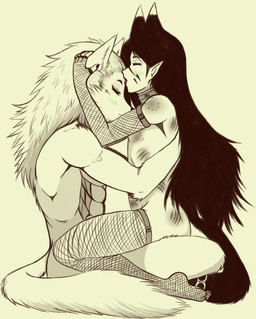anthro armwear bite_mark clothing collar colored_nails dipstick_ears duo ear_markings fingers fishnet_armwear fishnet_clothing fishnet_legwear fur hair interspecies legwear male male/male multicolored_ears nails open_mouth scratches simple_background tongue naitokitsune gaspar_alarciene naito_nagasa animal_humanoid canid canid_humanoid canine canine_humanoid canis fox fox_humanoid humanoid mammal mammal_humanoid wolf digital_media_(artwork) hi_res sketch