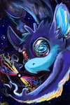 ambiguous_gender blue_body blue_fur claws cosmic_background fur galaxy purple_body purple_fur rainbow singularity solo space spiral_eyes star animancer harzipan deity monster 2024 2:3 hi_res