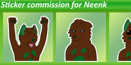 anthro brown_body brown_fur fur green_nose green_pawpads male outline pawpads solo sticker_pack white_outline martin_shep canid canine canis mammal wolf hi_res long_image wide_image