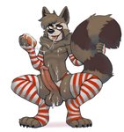 4_toes 5_fingers anthro armwear balls big_penis black_nose bodily_fluids brown_body brown_fur cinnamon_bun clothing clothing_aside crouching cum cum_in_mouth cum_inside cum_on_balls cum_on_body cum_on_chest cum_on_face cum_on_food cum_on_fur cum_on_hand cum_on_leg cum_on_tongue drinking drinking_cum elbow_gloves feet fingers fluffy fluffy_tail food food_fetish food_play footwear fur genital_fluids genitals gloves handwear leggings legwear lingerie looking_at_viewer male panties panties_aside pastry pattern_armwear pattern_clothing pattern_footwear pattern_legwear pattern_socks pattern_thigh_highs pattern_thigh_socks penis presenting red_tongue socks solo striped_armwear striped_clothing striped_footwear striped_legwear striped_socks striped_thigh_highs striped_thigh_socks stripes tail thigh_highs thigh_socks toes tongue underwear underwear_aside white_body white_fur yellow_eyes hicanyoumooforme ryai_(character) humanoid mammal procyonid raccoon hi_res