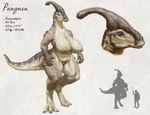 3_toes anthro areola belly big_breasts breasts brown_body brown_eyes comparing dinosaur feet female genitals hadrosaurid hi_res huge_breasts humanoid_genitalia humanoid_pussy innie_pussy markings mature_female model_sheet mouth_closed nipples nude ornithischian ornithopod pangaea_(upai) parasaurolophus pink_areola pink_nipples prehistoric_species pussy reptile scalie simple_background solo standing striped_markings striped_neck striped_tail stripes tail tail_markings tan_body tan_breasts three-quarter_view toes upai wide_hips