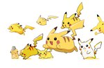 clothing feral group happy hat hat_only headgear headgear_only headwear headwear_only mostly_nude open_mouth open_smile semi-anthro simple_background smile white_background yellow_body ssalbulre nintendo pokemon wrinkled_pikachu detective_pikachu generation_1_pokemon pikachu pokemon_(species) 2021