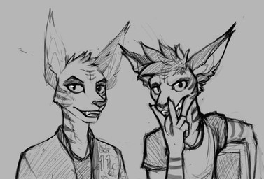 anthro clothed clothing cunnilingus_gesture facial_markings facial_stripes fangs front_view gesture glistening glistening_eyes head_markings jacket looking_at_viewer male markings shirt simple_background solo striped_face striped_neck stripes suggestive suggestive_gesture t-shirt teeth tongue tongue_out topwear unsigned acidic cid_(acidic) domestic_cat felid feline felis mammal bust_portrait monochrome portrait