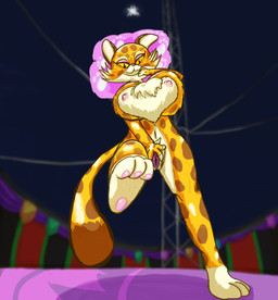 anthro countershading feet female finger_in_mouth genitals markings pink_vulva presenting presenting_vulva soles solo spread_vulva spreading tail tail_markings vulva yanntastisch kirby_(series) kirby_and_the_forgotten_land nintendo clawroline felid feline leopard mammal pantherine absurd_res hi_res