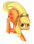 blonde_hair clothing cowboy_hat cutie_mark female feral green_eyes hair hat headgear headwear looking_at_viewer quadruped simple_background smile solo tail white_background fauxsquared friendship_is_magic hasbro my_little_pony applejack_(mlp) earth_pony equid equine horse mammal pony absurd_res hi_res