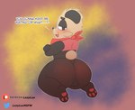 anthro anus balls big_butt blush butt clothing fur genitals male open_mouth simple_background smile solo text lxzylux nintendo pokemon bear generation_6_pokemon mammal pancham pokemon_(species) absurd_res digital_media_(artwork) english_text hi_res