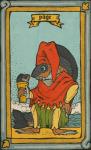 anthro card card_template clothed clothing cups_(tarot) duo eye_contact fortune_telling hat headgear headwear holding_object looking_at_another minor_arcana page_of_cups_(tarot) simple_background tarot tarot_card text musorok fish marine digital_media_(artwork) english_text