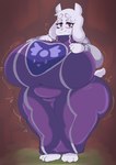 anthro big_breasts big_butt breasts butt clothing female floppy_ears half-closed_eyes horn huge_breasts huge_butt huge_hips huge_thighs looking_at_viewer narrowed_eyes pupils red_eyes robe smile solo thick_thighs venus_figure white_body white_pupils wide_hipped_female wide_hips lewd_dorky undertale undertale_(series) toriel boss_monster_(undertale) bovid caprine goat mammal absurd_res digital_media_(artwork) hi_res