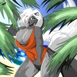 anthro beach breasts clothing curvy_figure female one-piece_swimsuit seaside solo swimwear voluptuous chrisandcompany kelsey_sienna mammal mephitid skunk 1:1 absurd_res hi_res