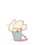 female fur inside_trash_can red_toes simple_background solo trash_can white_body white_fur mochi_mori made_in_abyss faputa humanoid narehate colored hi_res shaded