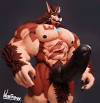 5_fingers abdominal_scar abs anthro arm_hair arm_tuft balls biceps big_balls big_knot big_muscles big_penis black_nipples blue_gem body_hair brown_hair chest_hair chest_markings claws facial_hair finger_claws fingers gem genitals goatee grey_hair hair hairy_balls happy huge_muscles humanoid_genitalia humanoid_penis hybrid_genitalia hybrid_penis jewelry knot knotted_humanoid_penis knotted_penis long_hair low-angle_view male markings muscular muscular_male muscular_thighs navel necklace nipples obliques pawpads pecs penis pubes quads scar sideburns simple_background solo standing tail tail_motion tailwag tattoo thick_penis throbbing throbbing_penis trail triceps tuft werethrope mythology werethrope_laporte canid canine canis mammal mythological_canine mythological_creature were werecanid werecanine werewolf wolf 2022 3d_(artwork) 3d_animation animated artist_name digital_media_(artwork) high_framerate loop short_playtime