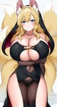 big_breasts blonde_hair blue_eyes blush breasts cleavage clothed clothing cross cross_necklace female fluffy fluffy_ears fluffy_tail fox_ears hair huge_breasts jewelry light-skinned_female light_body light_skin long_hair multi_tail necklace nun nun's_habit smile solo tail thick_thighs wide_hips suruga_(xsurugax) fan_character animal_humanoid canid canid_humanoid canine canine_humanoid fox fox_humanoid humanoid mammal mammal_humanoid absurd_res hi_res