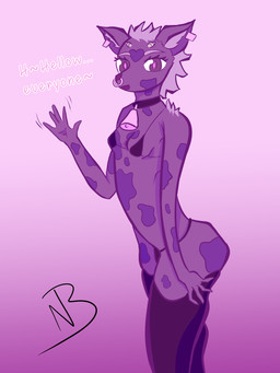 anthro breasts butt clothing collar dialogue ear_piercing ear_ring facial_piercing female fur leg_markings loli looking_at_viewer markings nose_piercing piercing pink_body ring ring_piercing septum_piercing shy side_view skinny small_breasts solo submissive submissive_female talking_to_viewer text thigh_markings underwear young young_female notteethboy bovid bovine cattle mammal 3:4 digital_drawing_(artwork) digital_media_(artwork) english_text hi_res portrait signature three-quarter_portrait
