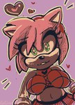 accessory anthro big_breasts bottomwear bracelet breasts clothing crop_top eyelashes female fur green_eyes hair_accessory hairband heart_eyes heart_symbol jewelry looking_at_viewer navel pink_body pink_fur shirt skirt smile solo tan_body tan_skin topwear ramdoctor sega sonic_the_hedgehog_(series) amy_rose eulipotyphlan hedgehog mammal hi_res