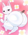 anthro bedroom_eyes big_breasts black_eyes blush blush_stickers breasts featureless_breasts female huge_breasts hyper hyper_breasts looking_at_viewer marker narrowed_eyes nude open_mouth seductive solo thick_thighs white_body angstrom animal_crossing nintendo blanca_(animal_crossing) domestic_cat felid feline felis mammal hi_res