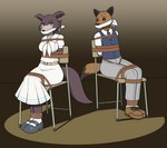 anthro bdsm bondage bound chair chair_bondage clothed clothing crotch_rope duo female furniture gag looking_at_viewer male male_and_female_submissive otm_gag restraints rope rope_bondage school_uniform spotlight submissive submissive_female submissive_male uniform nivek15 beastars juno_(beastars) miguno_(beastars) canid canine canis hyena mammal spotted_hyena wolf hi_res